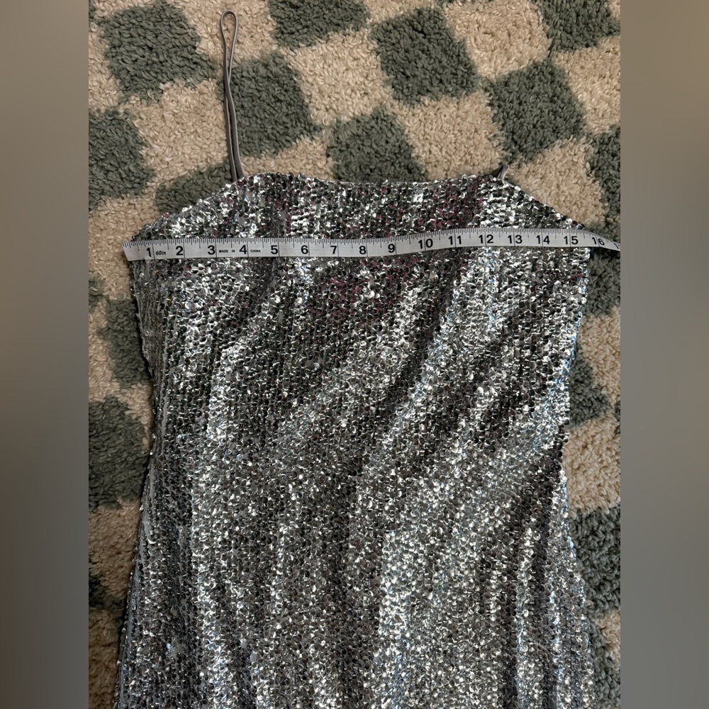 ANTONIO MELANI NWT NEW Silver Reese Sequin Maxi Gown Dress Event Formal Size 6 - Picture 10 of 11